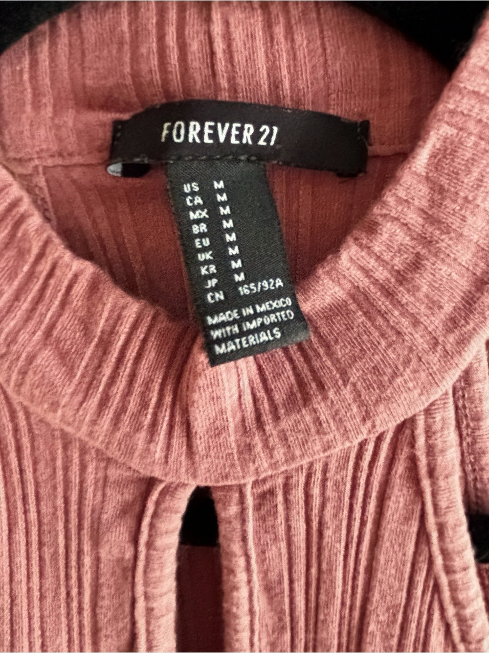 Forever 21 Dusty Rose Ribbed Cold-Shoulder Mock Neck Top - Picture 4 of 4